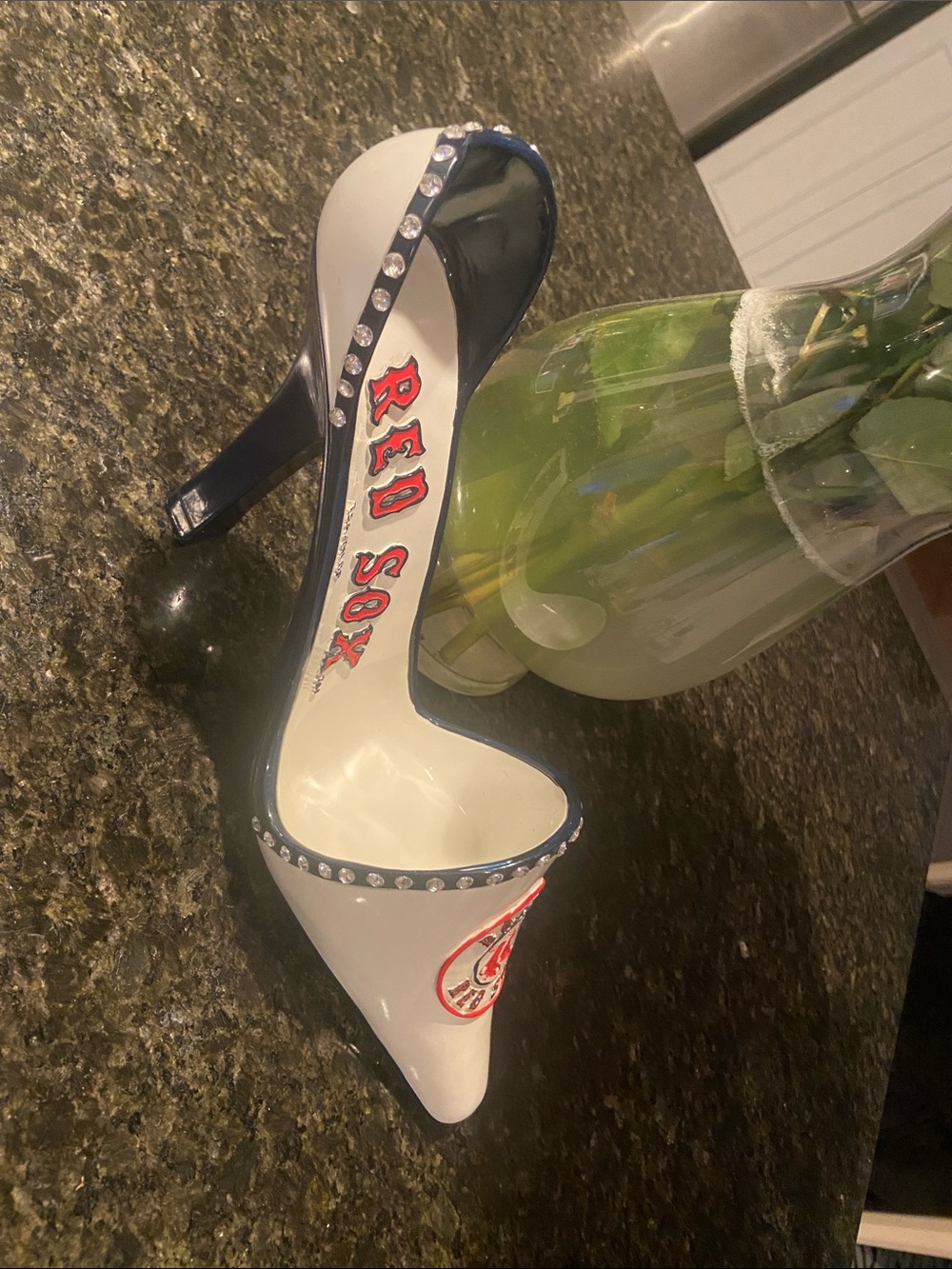 Boston Red Sox White and Navy Women's Heel (bottle holder)